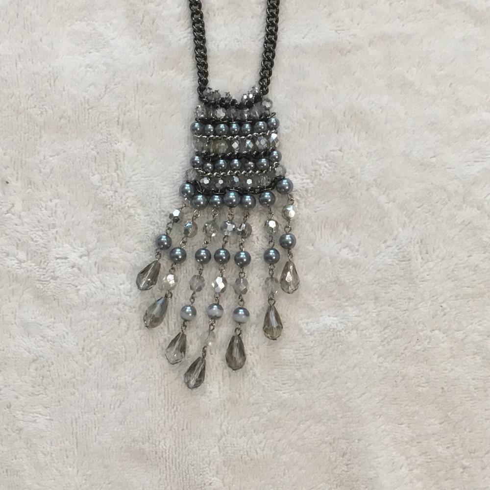 Elegant Silver and Gray Beaded Necklace